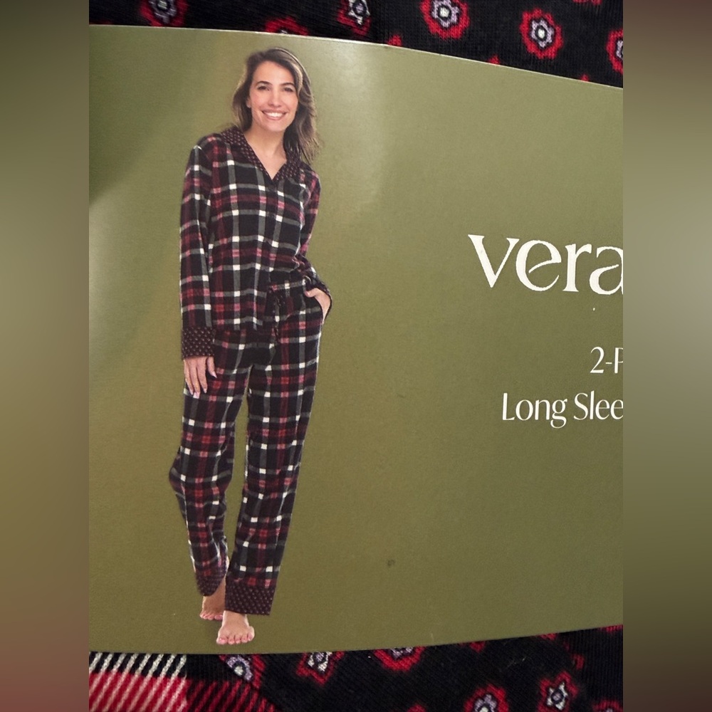 Vera Bradley Black and Red Plaid Pajama Set 100% Cotton